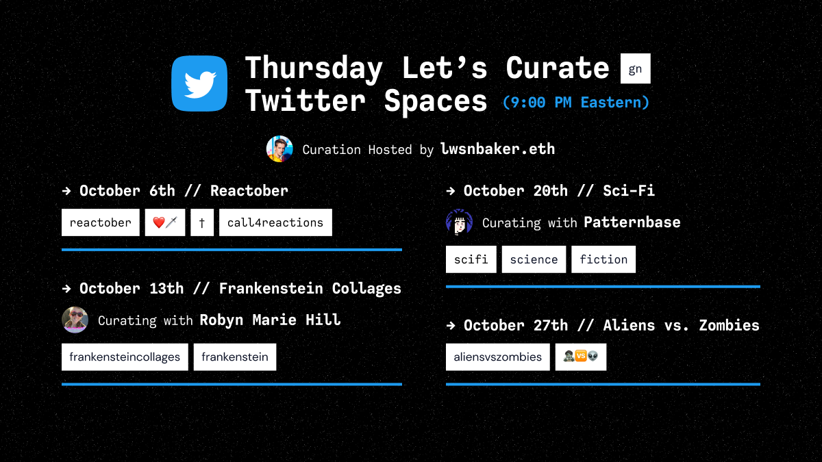Thursday's Let's Curate! Exhibits + Twitter Spaces
