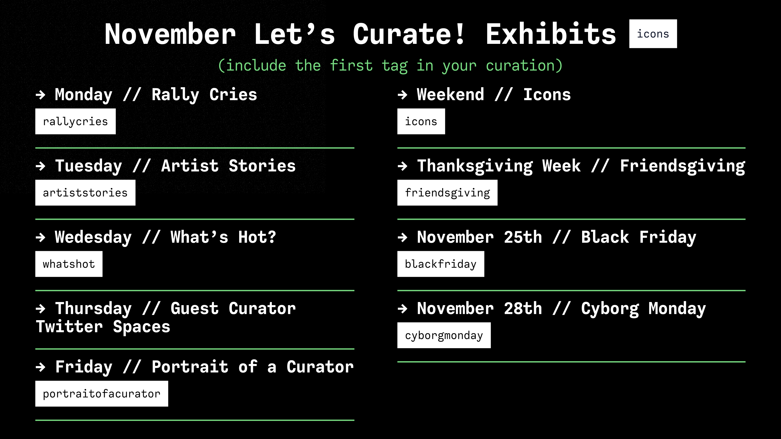 November's Let's Curate! Exhibits